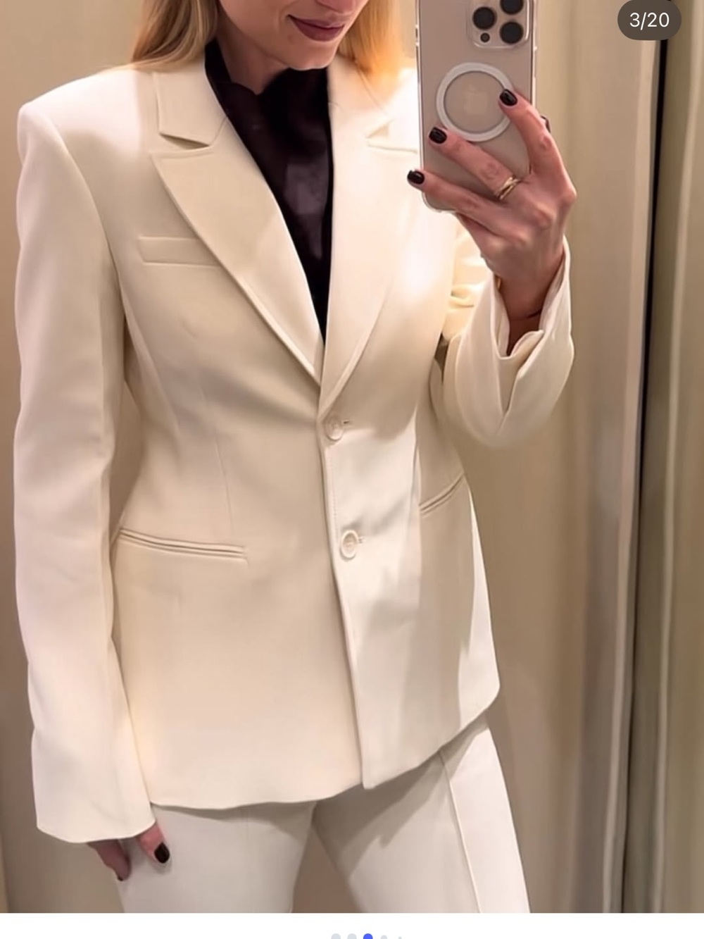 Zara new Elegant Cream Women'sfitted  Tailored Blazer